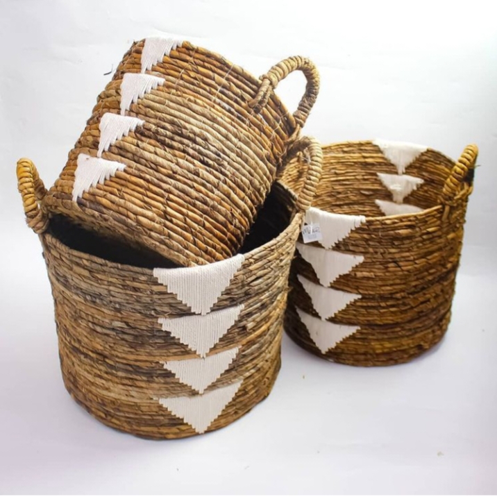 A set of 3 woven banana leaf baskets